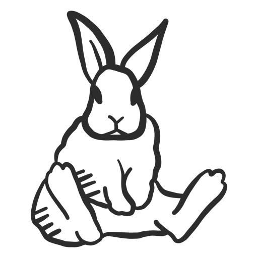 Rabbit bunny muzzle ear sitting doodle PNG Design