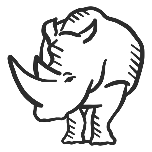 Rhino rinoceronte oreja cuerno doodle Diseño PNG