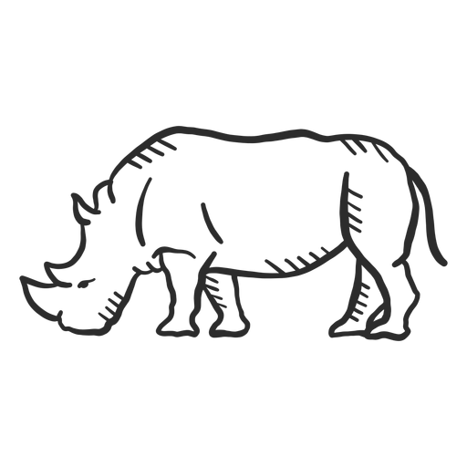 Doodle de cauda de chifre de orelha de rinoceronte de rinoceronte Desenho PNG