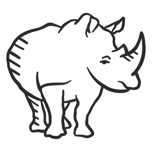 Doodle de rinoceronte rinoceronte oreja garabato Diseño PNG