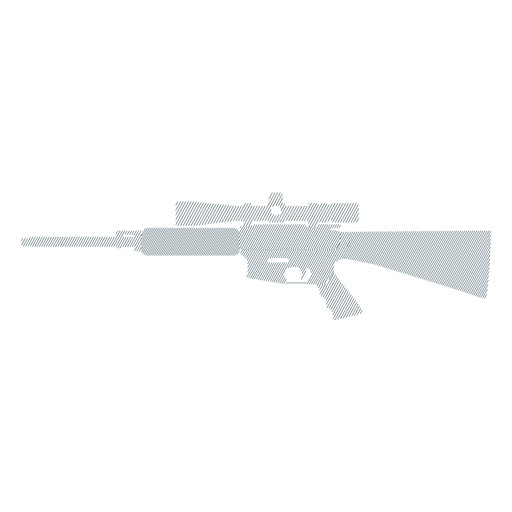 Rifle butt charger barrel weapon striped silhouette PNG Design