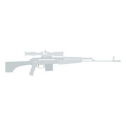 Rifle charger butt barrel weapon striped silhouette PNG Design