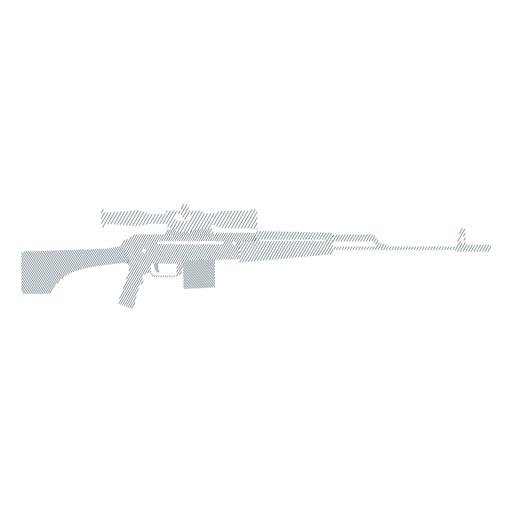 Rifle charger butt barrel weapon striped silhouette PNG Design