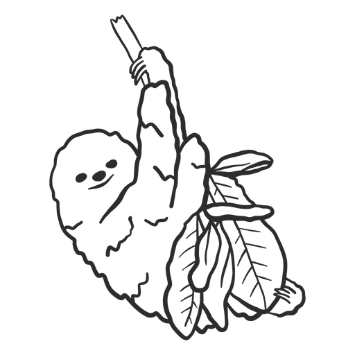 Doodle de hoja de garra de ?rbol de rama de perezoso Diseño PNG