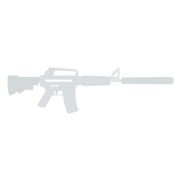 Submachine gun barrel butt charger weapon striped silhouette PNG Design