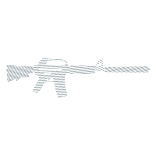 Submachine gun barrel butt charger weapon striped silhouette PNG Design