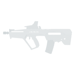 Submachine gun barrel charger butt weapon striped silhouette PNG Design