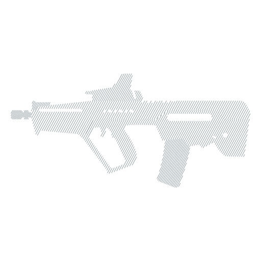Submachine gun barrel charger butt weapon striped silhouette PNG Design