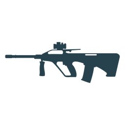 Submachine gun barrel charger weapon butt silhouette PNG Design
