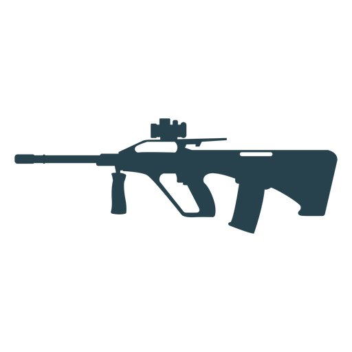 Submachine gun barrel charger weapon butt silhouette PNG Design