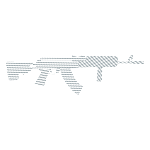 Submachine gun butt barrel weapon charger striped silhouette PNG Design