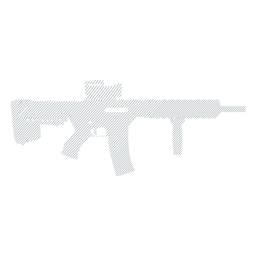 Subfusil ametralladora a tope cargador barril arma silueta rayada Diseño PNG