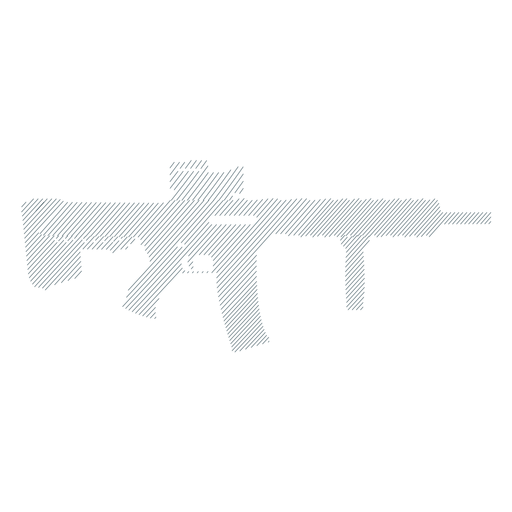 Submachine gun butt charger barrel weapon striped silhouette PNG Design