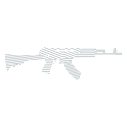 Submachine gun butt weapon charger barrel striped silhouette PNG Design