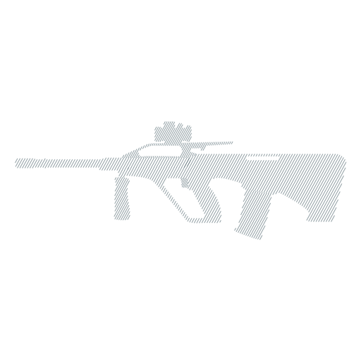 Submachine gun charger barrel butt weapon striped silhouette PNG Design