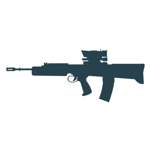 Submachine gun charger barrel weapon butt silhouette PNG Design