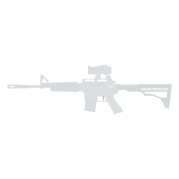 Maschinenpistole Ladegerät Barrel Waffe Butt gestreifte Silhouette PNG-Design