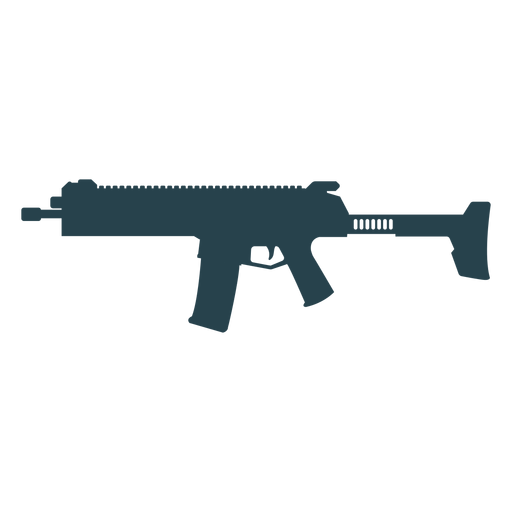 Submachine gun charger butt weapon barrel silhouette PNG Design
