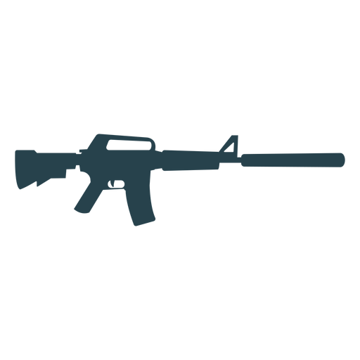 Submachine gun charger butt weapon barrel suppressor silhouette PNG Design