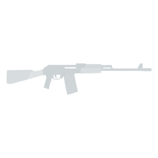 Submachine gun weapon butt charger barrel striped silhouette PNG Design