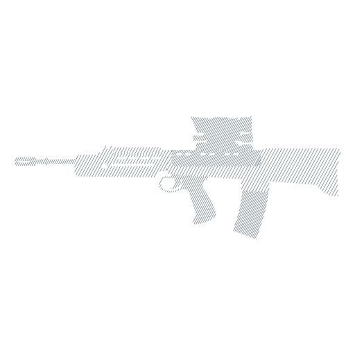 Submachine gun weapon charger butt barrel striped silhouette PNG Design
