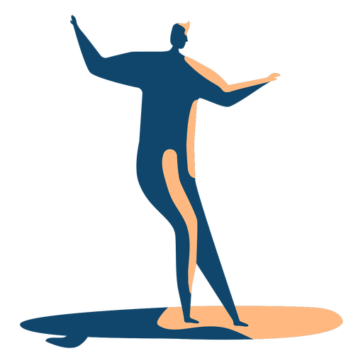 Silueta detallada de postura de tabla de surf de hombre surfista