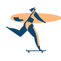 Surfer Frau Surfbrett Skateboard detaillierte Silhouette PNG-Design