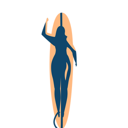 Silhueta detalhada da prancha de surf mulher nadando Desenho PNG
