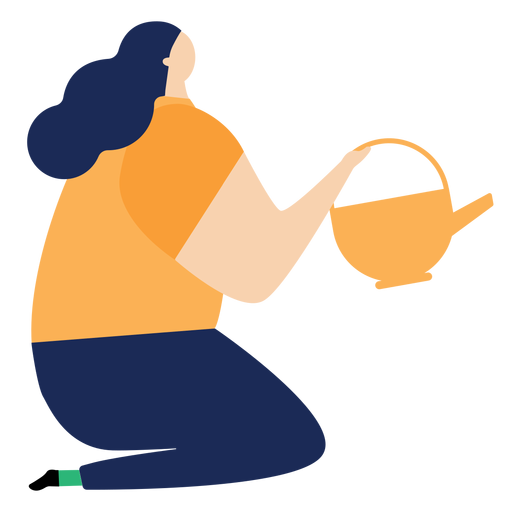 Watering can watering pot woman sitting flat