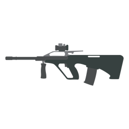 Weapon butt barrel charger submachine gun flat PNG Design