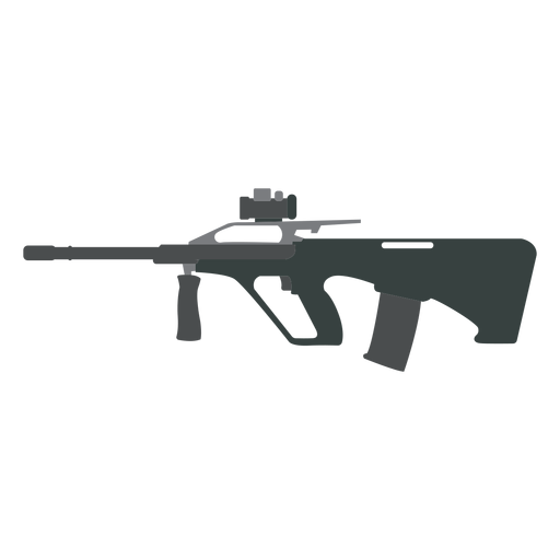 Weapon butt barrel charger submachine gun flat PNG Design