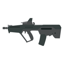 Weapon charger butt barrel submachine gun flat PNG Design