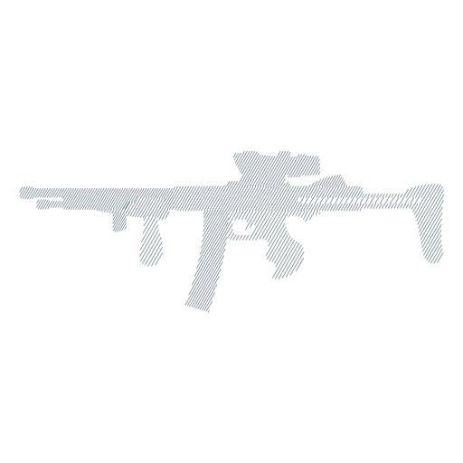 Gestreifte Silhouette des Waffen-Maschinenpistolenlaufkolben-Ladegeräts PNG-Design