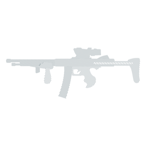 Weapon submachine gun barrel butt charger striped silhouette PNG Design