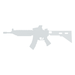 Weapon submachine gun barrel charger butt striped silhouette PNG Design
