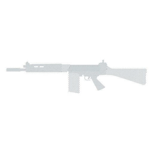 Gestreifte Silhouette des Waffen-Maschinenpistolenkolben-Laufladegeräts PNG-Design