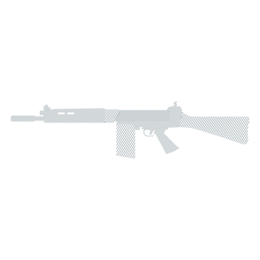 Weapon submachine gun butt barrel charger striped silhouette PNG Design
