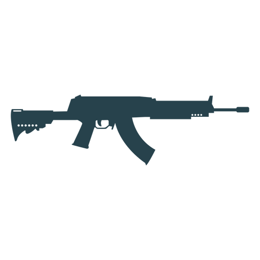Weapon submachine gun butt charger barrel silhouette PNG Design