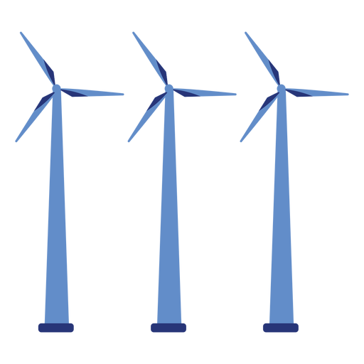 Wind turbine generator wind farm three flat PNG Design