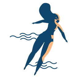 Silhueta detalhada de óculos de natação de mulher Desenho PNG