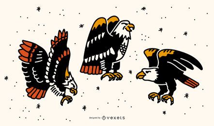 Conjunto de diseño de tatuaje Eagle Old School