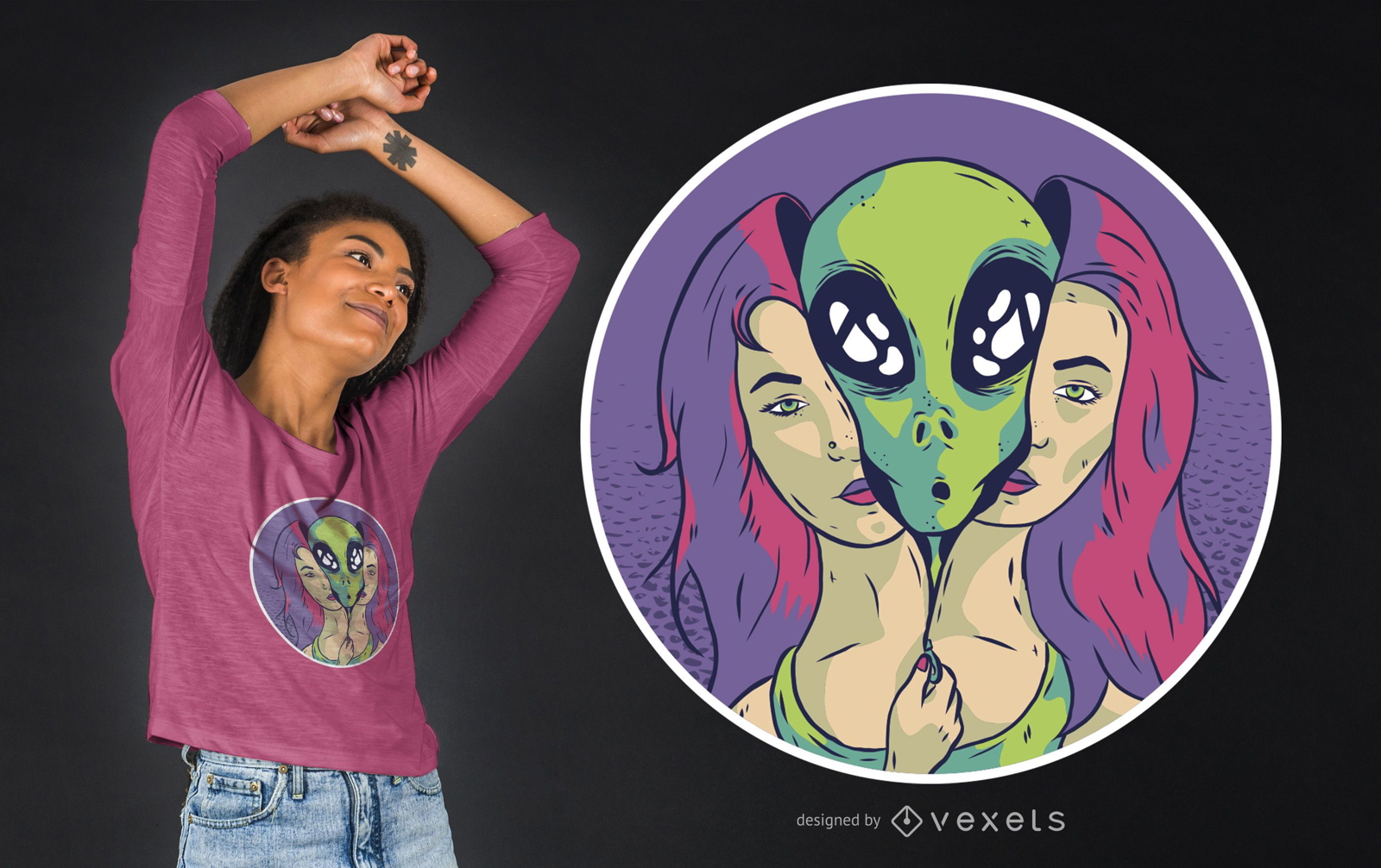 Design de camiseta de menina alienígena