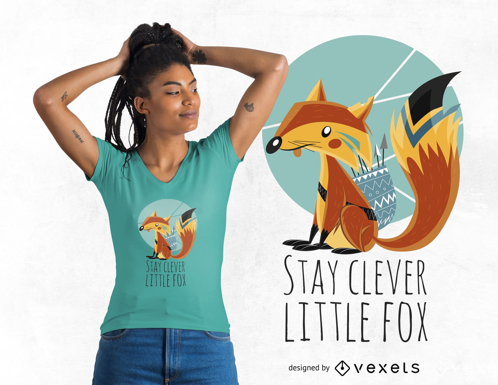 Fox Cartoon Illustration T-Shirt Design