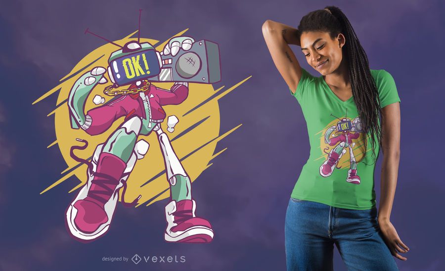 Cool Robot Boombox T-shirt Design Cool Robot Boombox T-shirt Design
