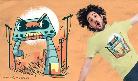Cassette Robot Monster T-shirt Design Cassette Robot Monster T-shirt Design