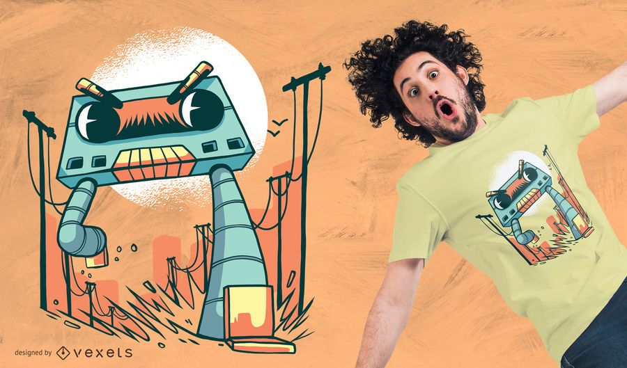 Cassette Robot Monster T-shirt Design Cassette Robot Monster T-shirt Design