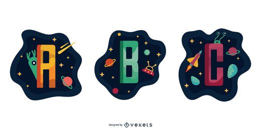 Espacio Garland Letter Vector Pack ABC Espacio Garland Letter Vector Pack ABC