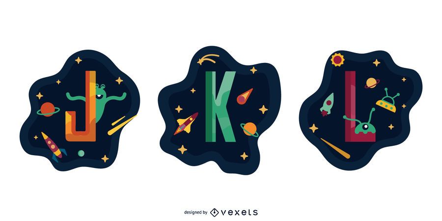 Space Garland Letter Vector Pack J K L Space Garland Letter Vector Pack J K L