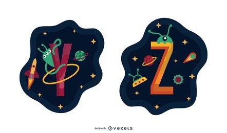 Space Garland Letter Vector Pack YZ Space Garland Letter Vector Pack YZ