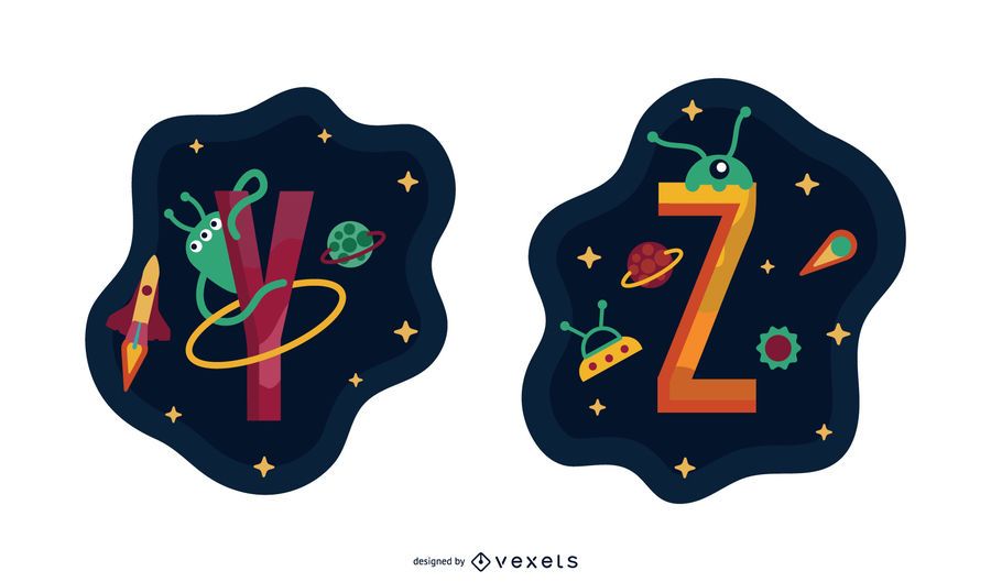Space Garland Letter Vector Pack Y Z Space Garland Letter Vector Pack Y Z